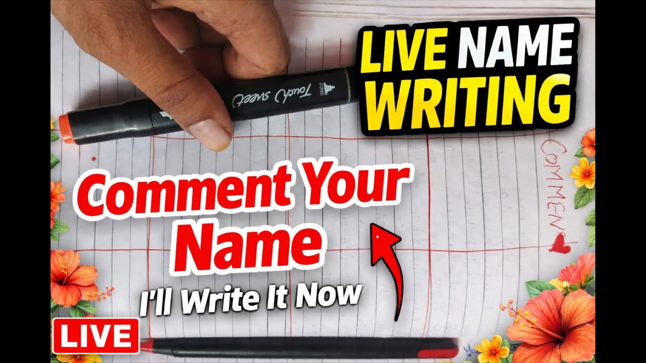 Stylish Name Writing LIVE ✍️ | Red Marker Name Art #NameWriting #livenameart 