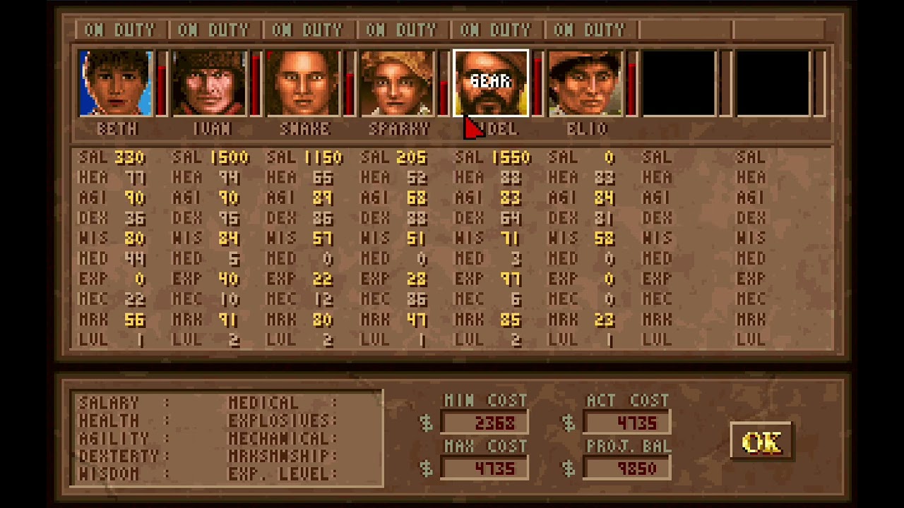 Jagged Alliance 1 !! Debuts Only 1, D2, Ivan-Snake-Beth-Fidel