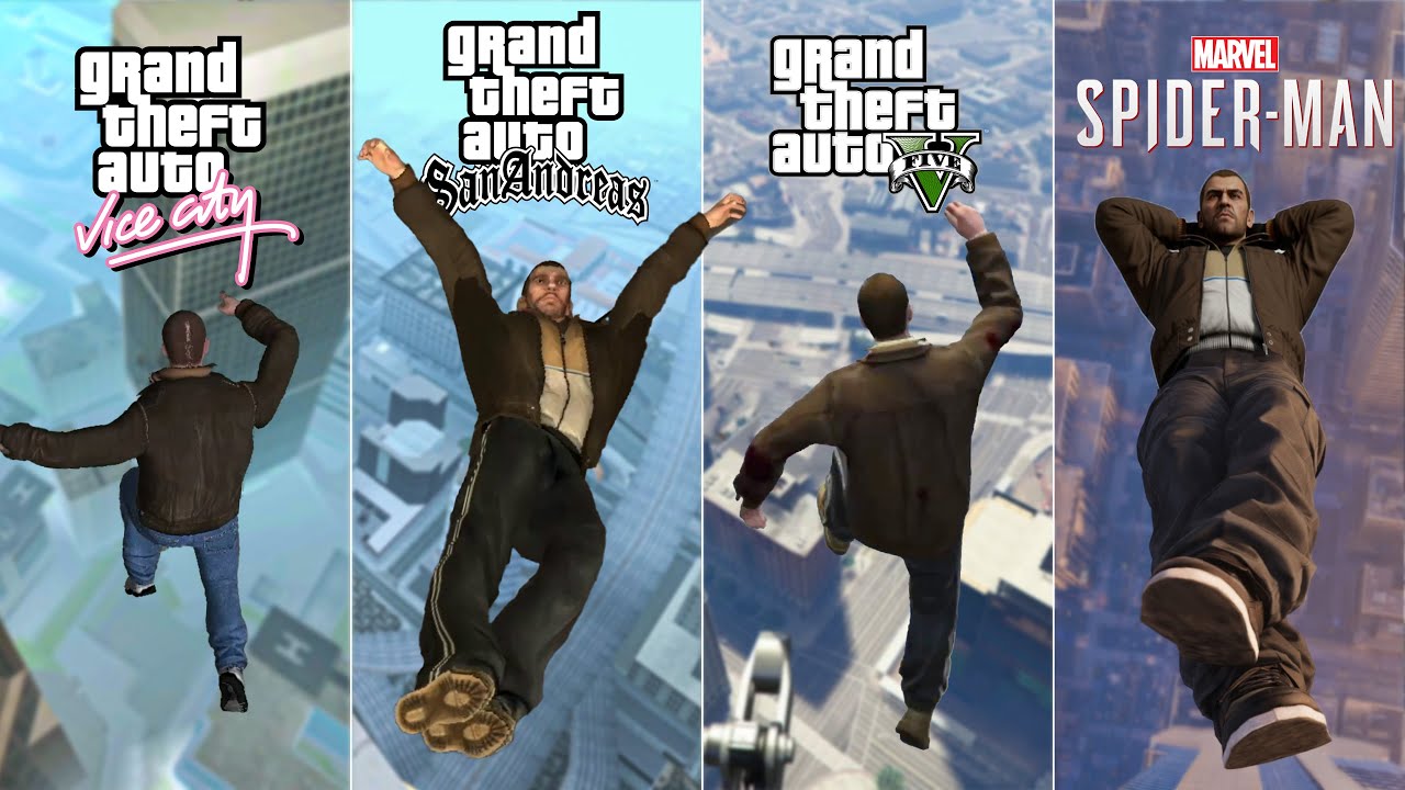 Нико Беллик прыгает с самых высоких точек в каждой игре GTA, включая Spider-Man Remastered.