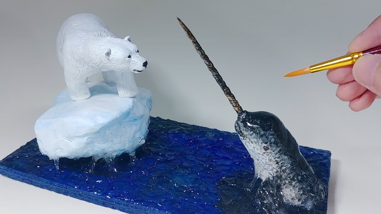 How to make a Polar Bear that meets Unicorn Whale / Diorama / Polymer Clay