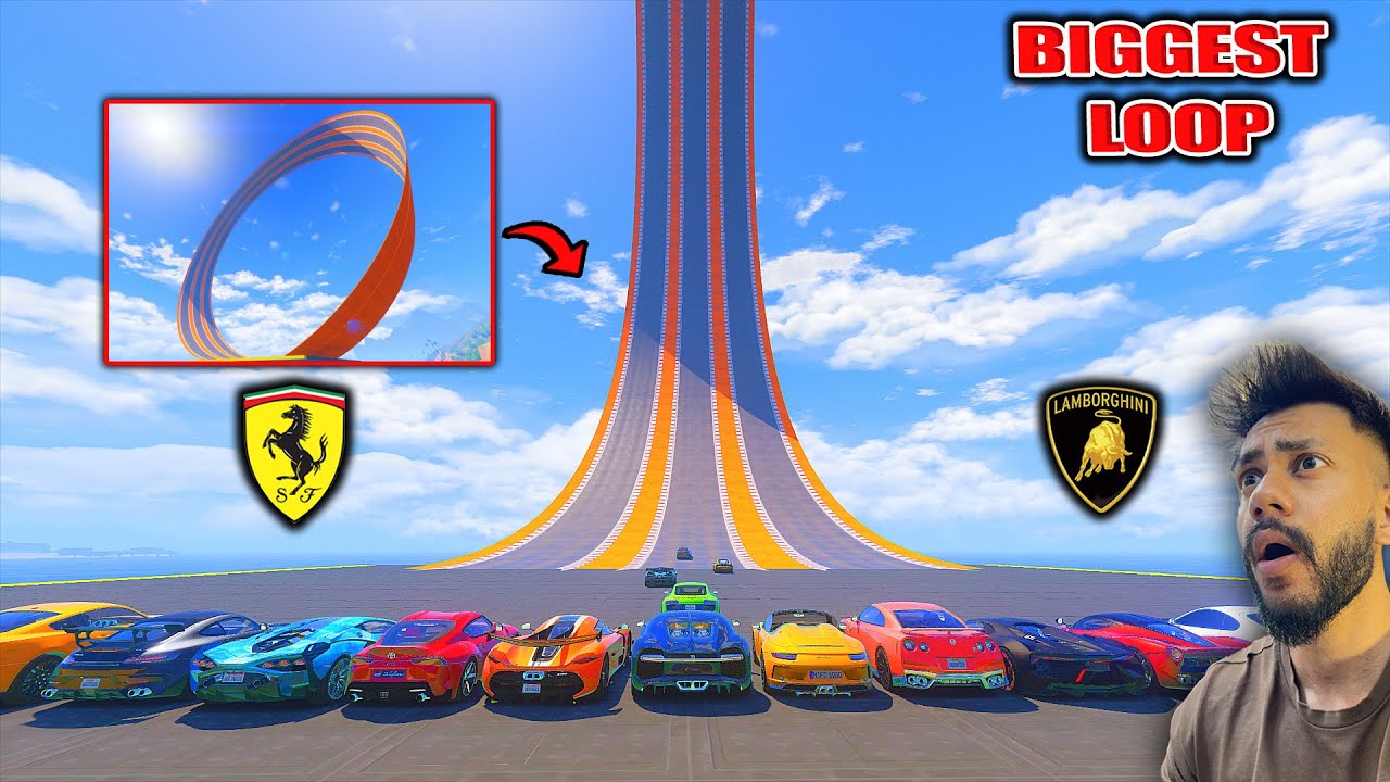 TOP SUPER CARS 🚀VS BIGGEST LOOP CHALLENGE 😱| GTA 5 ABHISHEKKZ GAMING