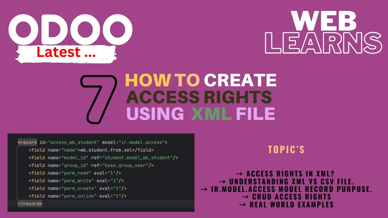 Как создать права доступа Odoo с помощью XML-файла | Учебное пособие по безопасности Odoo