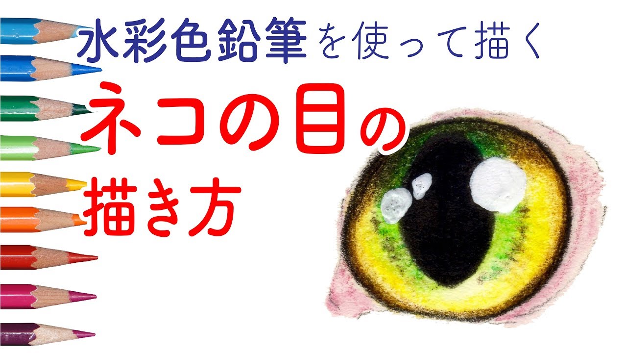 猫の目の描き方　水彩色鉛筆でリアルに描く How to Draw a Cat's eye in Colored Pencils
