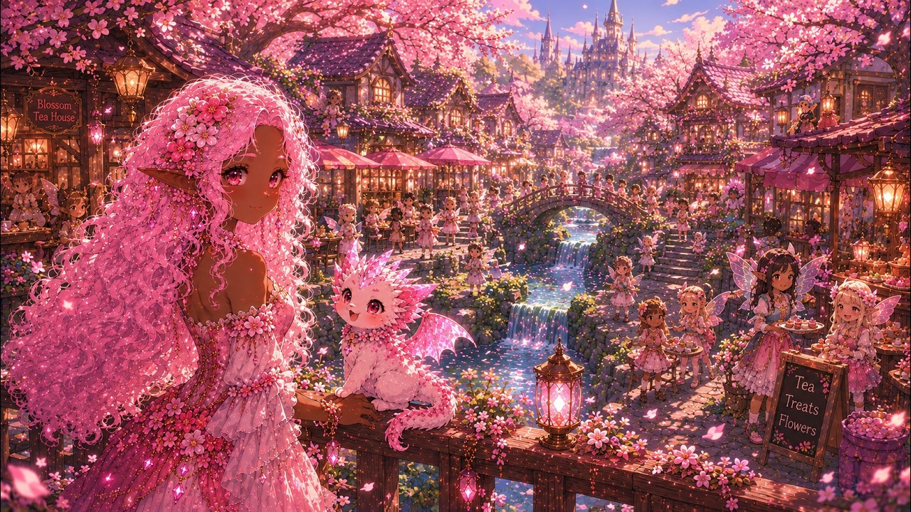 🌸 Medieval Fantasy Village LoFi ☕ | Relaxing Music for Studying, Reading & Sleep