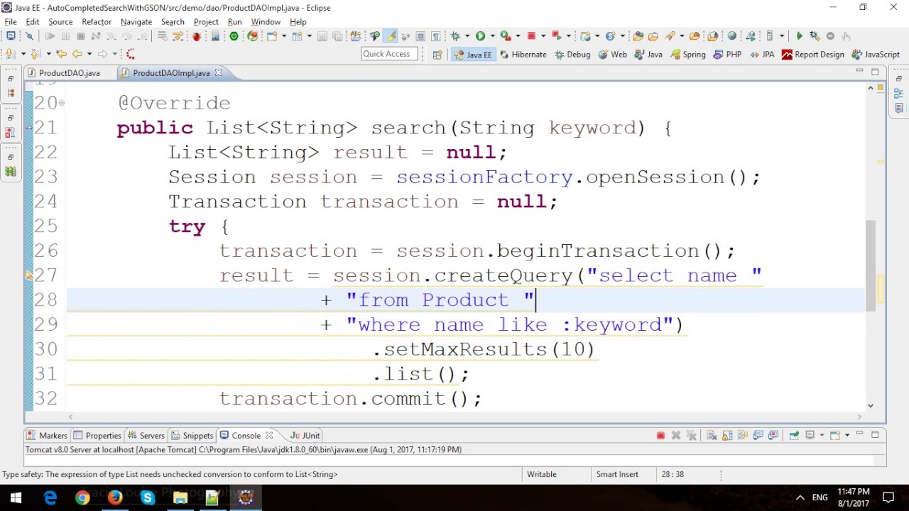 Search Autocomplete with GSON, JQuery UI and Hibernate in Spring MVC Framework