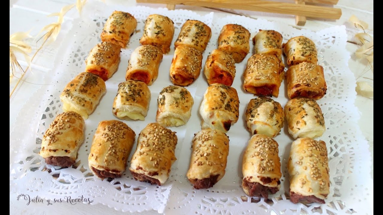 Saladitos de hojaldre de 4 sabores😋UN APERITIVO FACIL&Iacute;SIMO