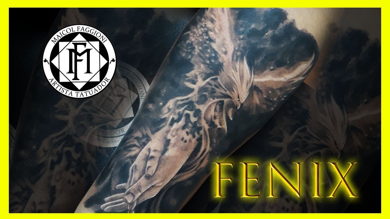 TATUAJE de FENIX en antebrazo Black and Grey, timelapse tattoo.