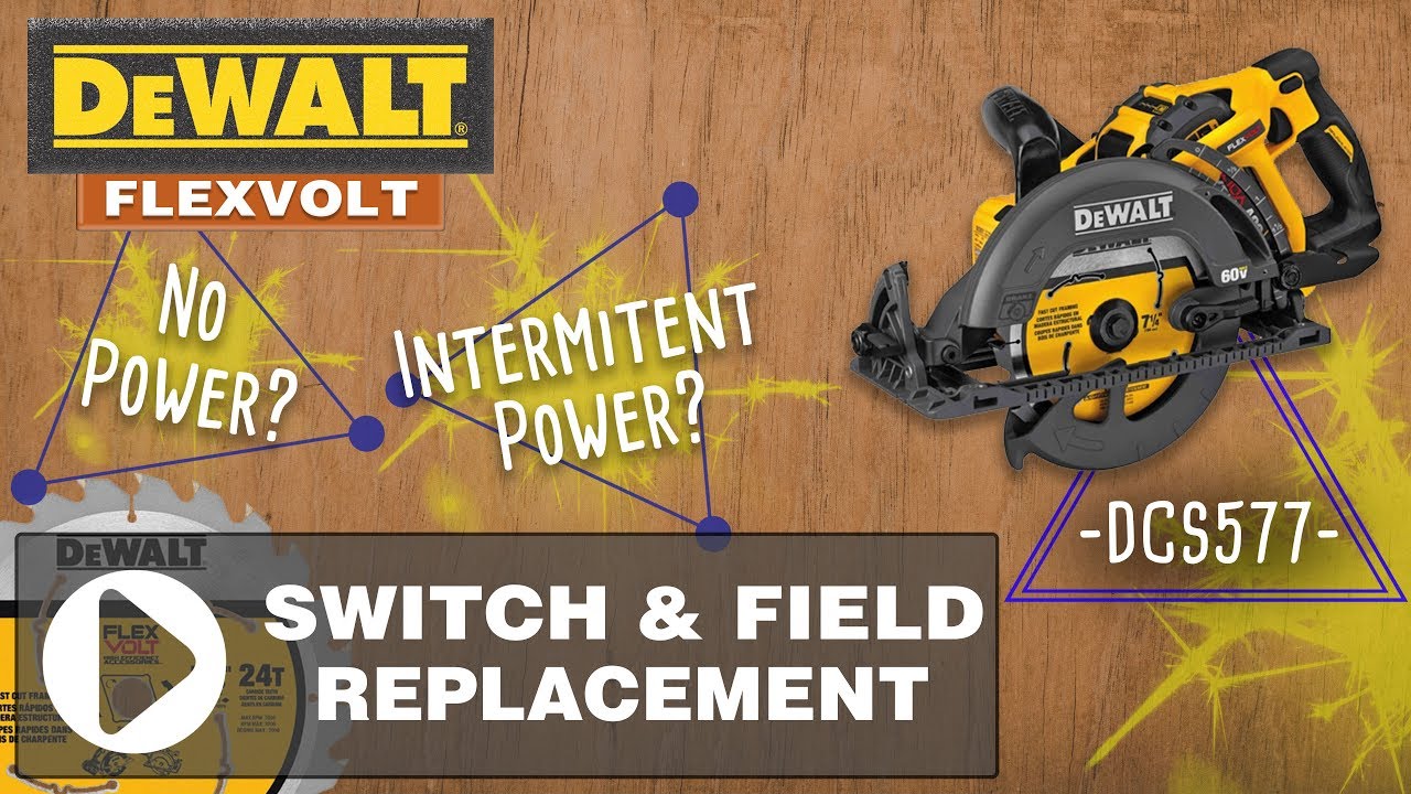DeWalt DCS577 Flexvolt Worm Drive Saw: How To Replace Switch and Field (Part # N556110)