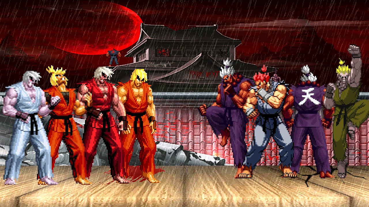 KOF MUGEN | Inferno Walker Ken Team vs Super Akuma Team