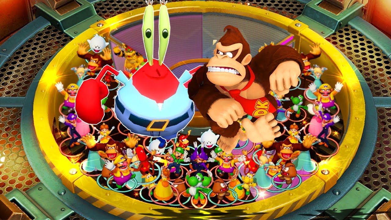 What if Mr Krab and Devotted fought Donkey Kong Brothers in Super Mario Party