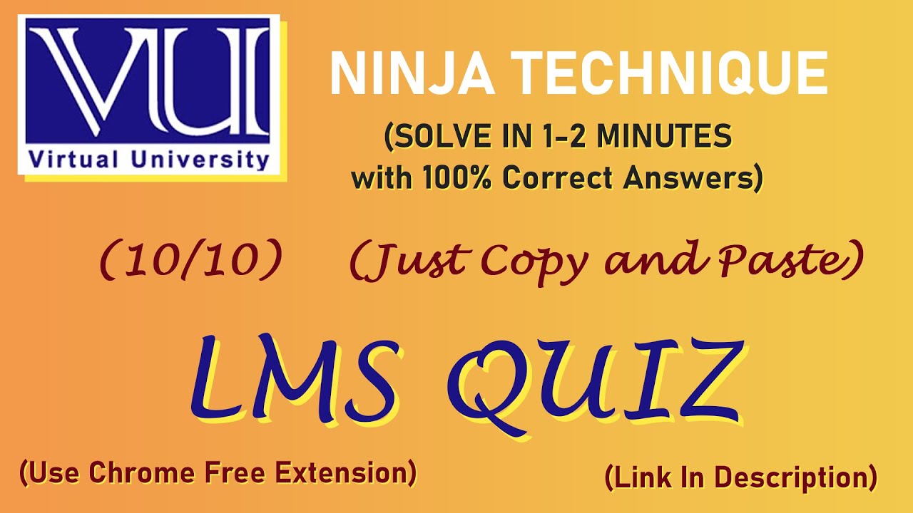 Ninja Technique for LMS Quiz | Solve in 2 Minutes |  | #vulms #virtualuniversity