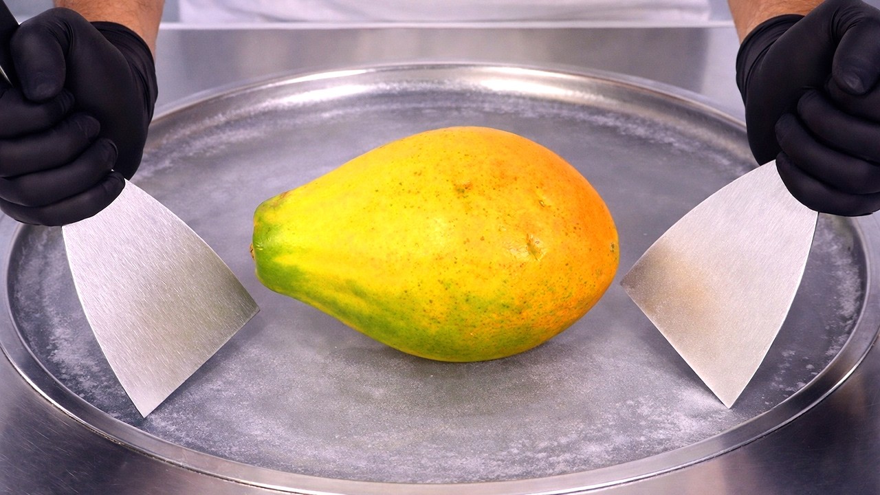 Papaya - Ice Cream Rolls | Satisfying Visual ASMR