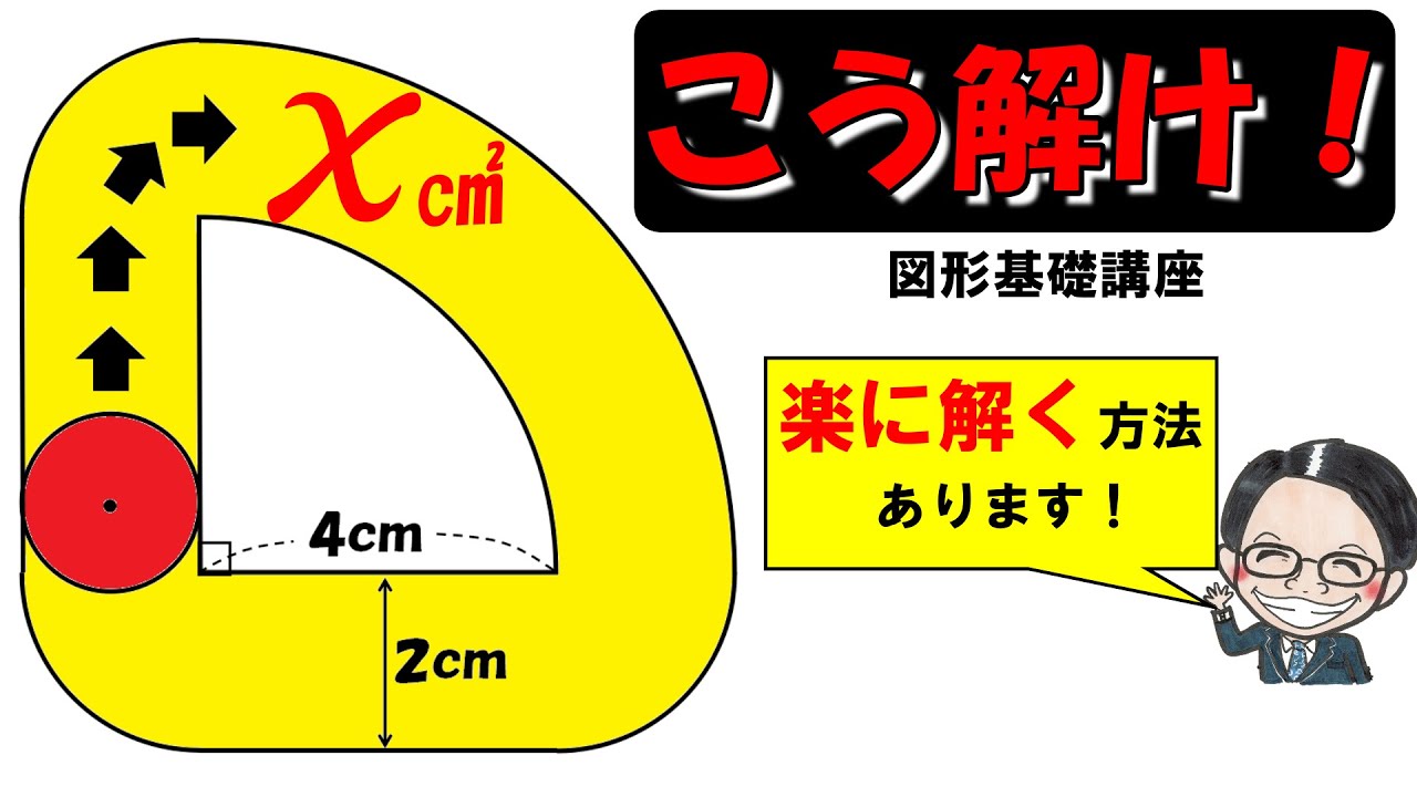 【中学受験算数】図形問題を解くコツ教えます！円が転がった後の面積はセンターライン公式で楽勝！【図形問題基礎講座１３】