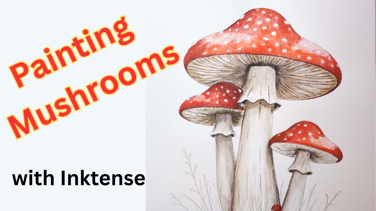 Fantasy Mushroom Colouring | Inktense Art for Creative Focus & Relaxation