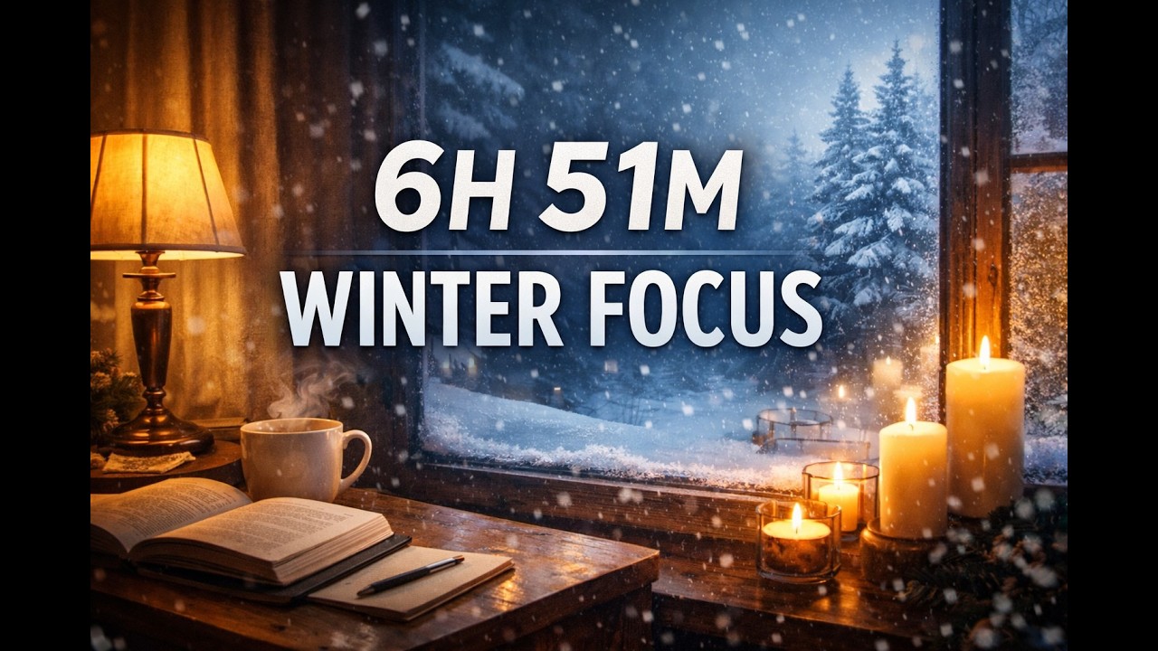 6 Hours 51 Minutes Winter Deep Focus Sound❄️ Study & Work Ambience | Cozy Indoor & Snow Scenes
