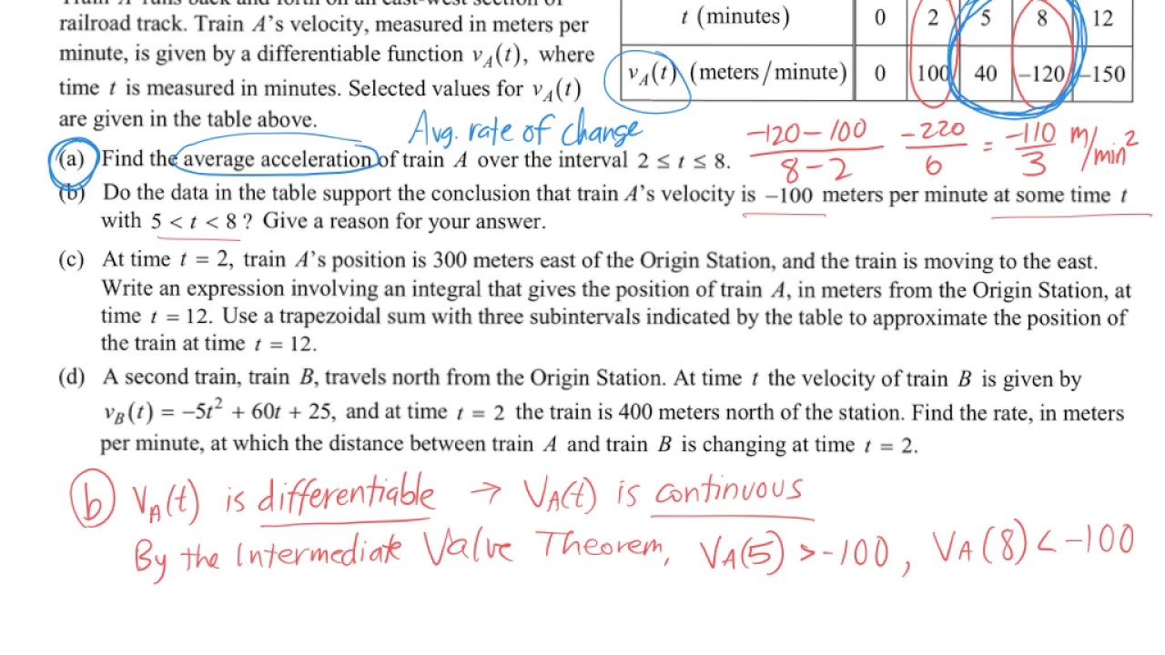 AP Calc Review Table Problems Part 1