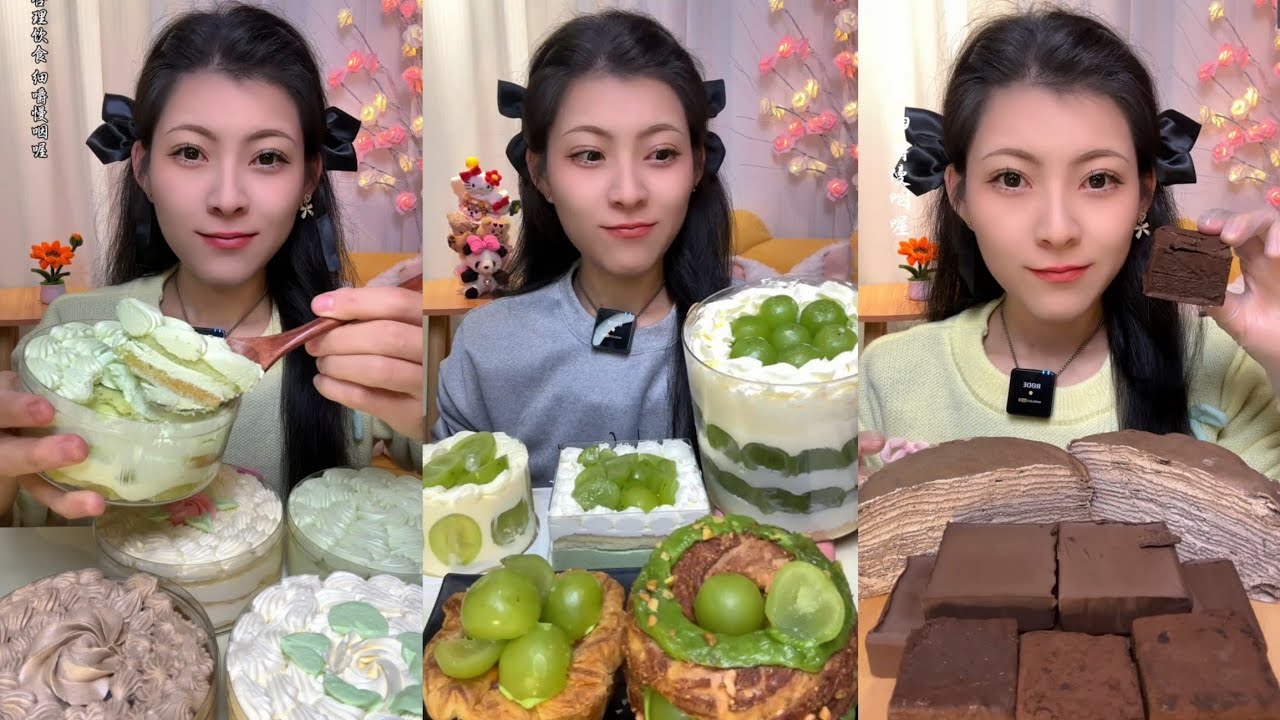Chocolate Crepe&Chocolate PearlsCAKE 🎂🍰 & DessertASMR/EatingShow Challenge#cream #cake #asmr#mochi