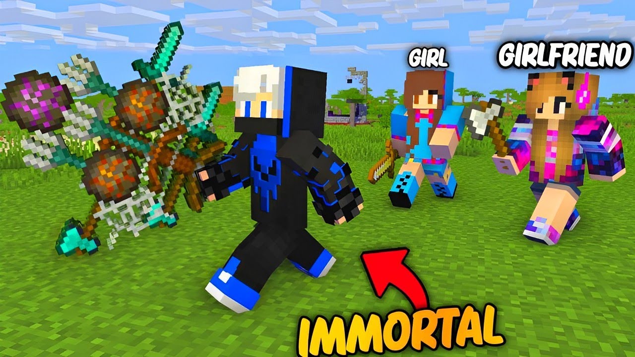 Speedrunner VS Hunter With my Girlfriends But, I Have OP WEAPON in Minecraft....