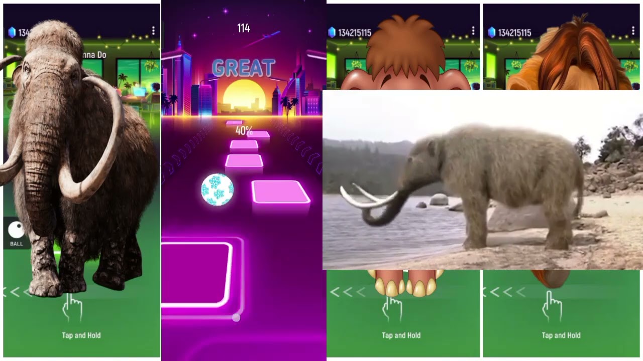 Tiles Hop - Mammoth🆚 Elephant 🆚 Funny Mammoth 🆚 Funny Elephant  🎶 Tiles Hop EDM Rush