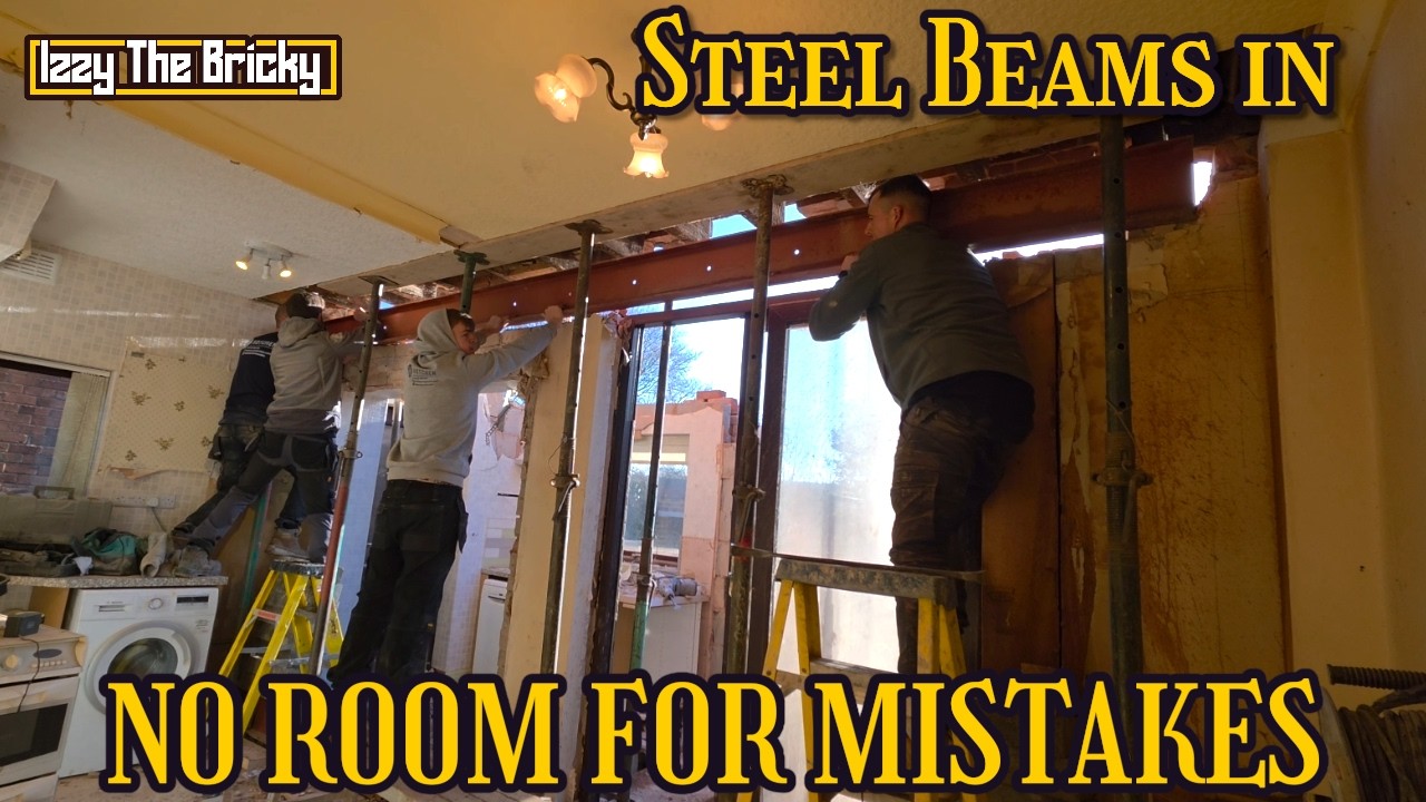 Big Knock Through Day: Steels Installed + Wall Coming Down #bricklaying #construction