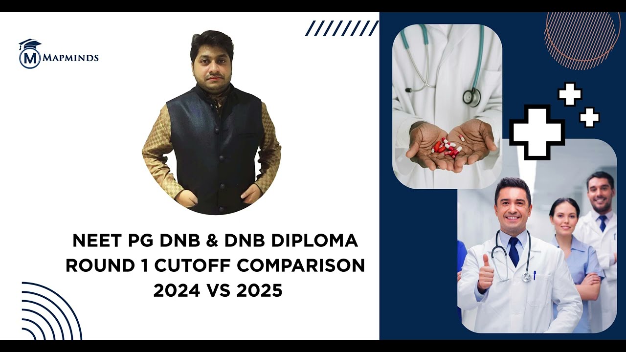 NEET PG 2025 : DNB and DNB Diploma Round 1 Cutoff Comparison 2024 vs 2025 | MapMinds