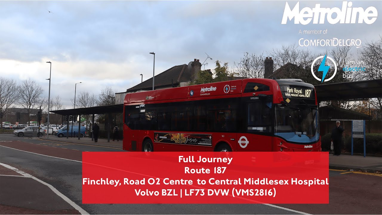 Full Journey | Route 187 to Central Middlesex Hospital | Volvo BZL | VMS2816 (LF73DVW)