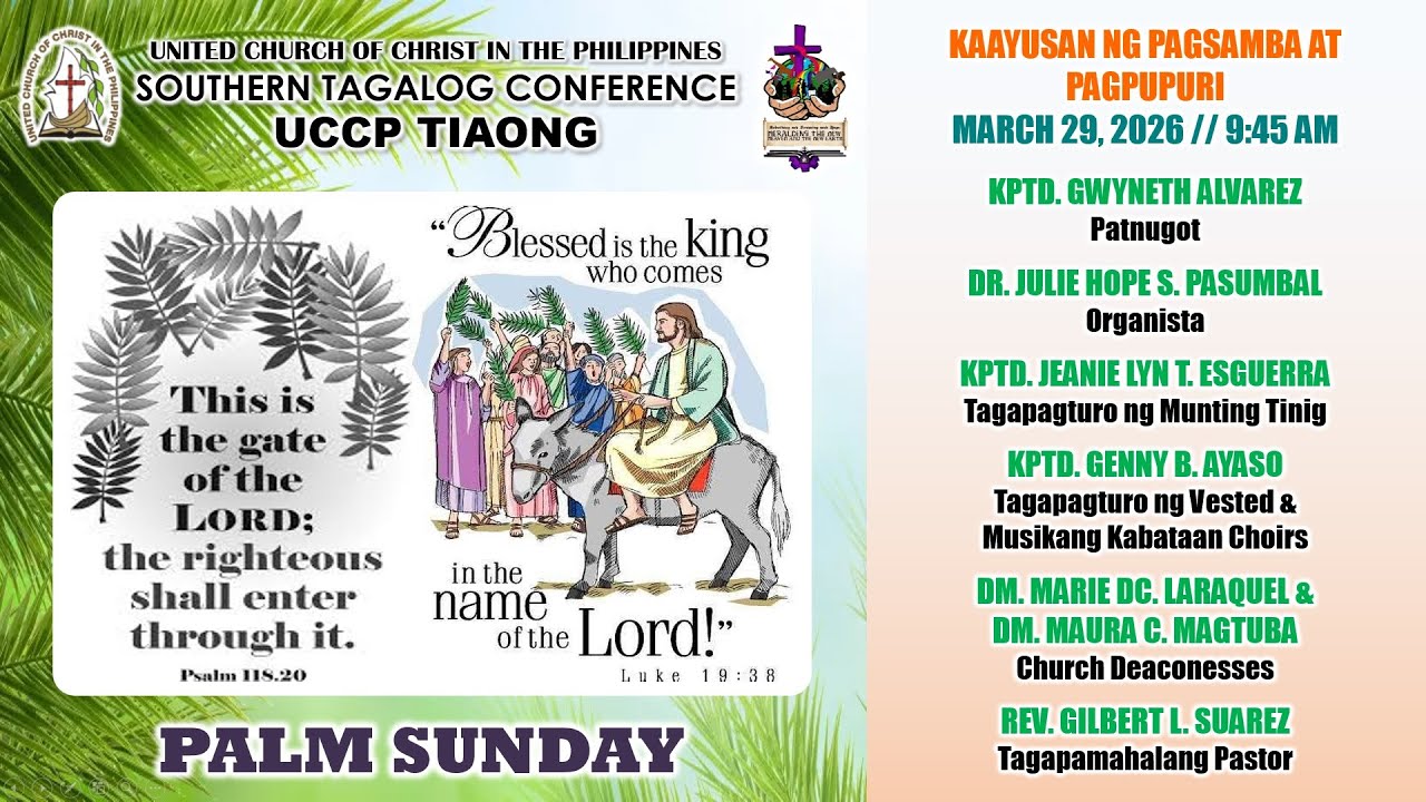 MARCH 29, 2026 │ UCCP TIAONG SUNDAY WORSHIP