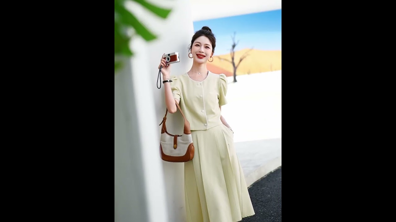 夏裝時尚氣質簡約優雅時尚圓領兩件套套裝套裙 #fashion #dress #style #outfitideas #cottagecore #beauty #outfit