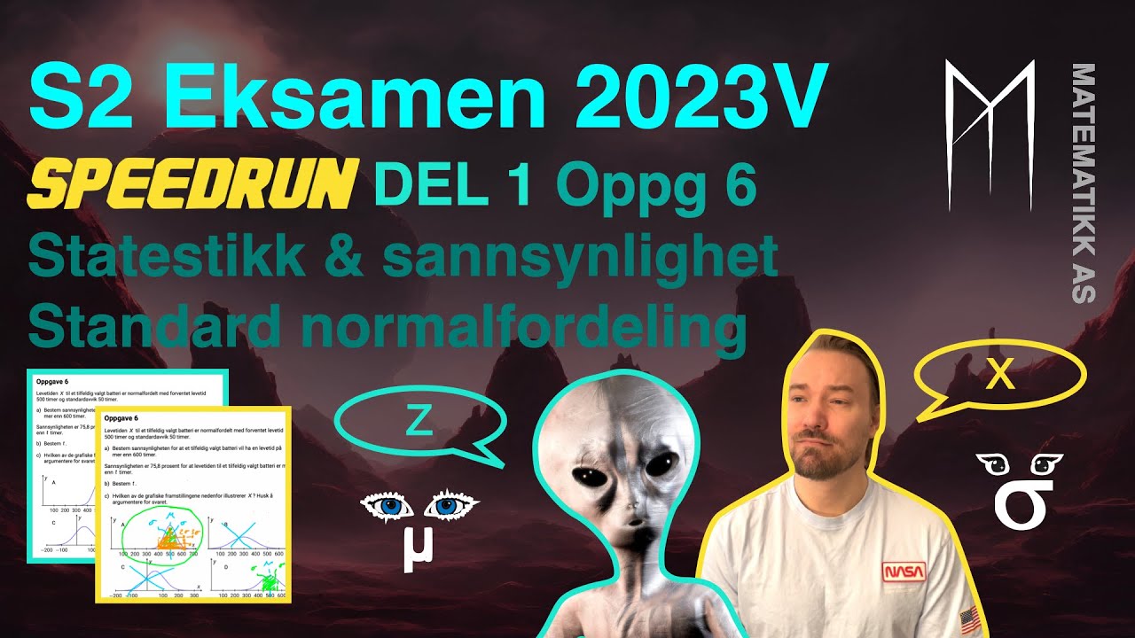S2 - Eksamen 2023 Vår - Del 1 - Oppgave 6 - Statestikk & sannsynlighet - Standard normalfordeling