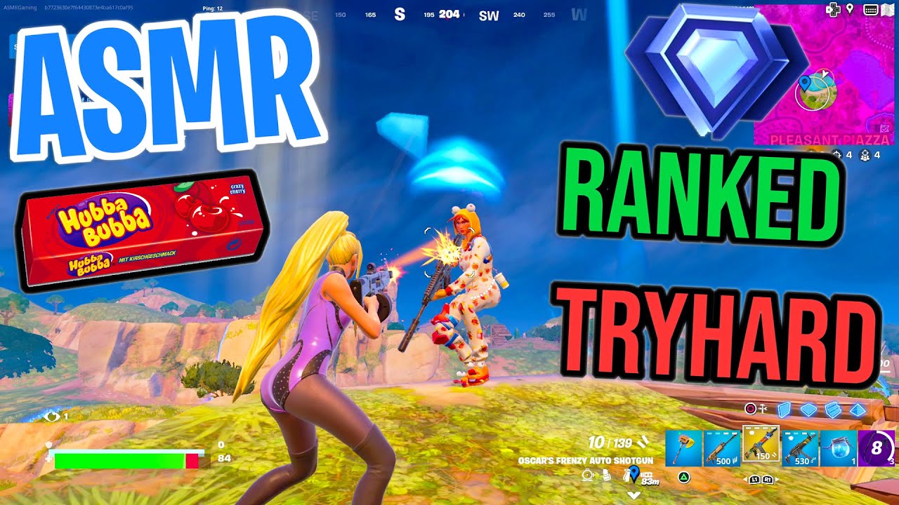 ASMR Gaming 🤩 Fortnite Ranked Tryhard! Relaxing Gum Chewing 🎮🎧 Controller Sounds + Whispering 💤