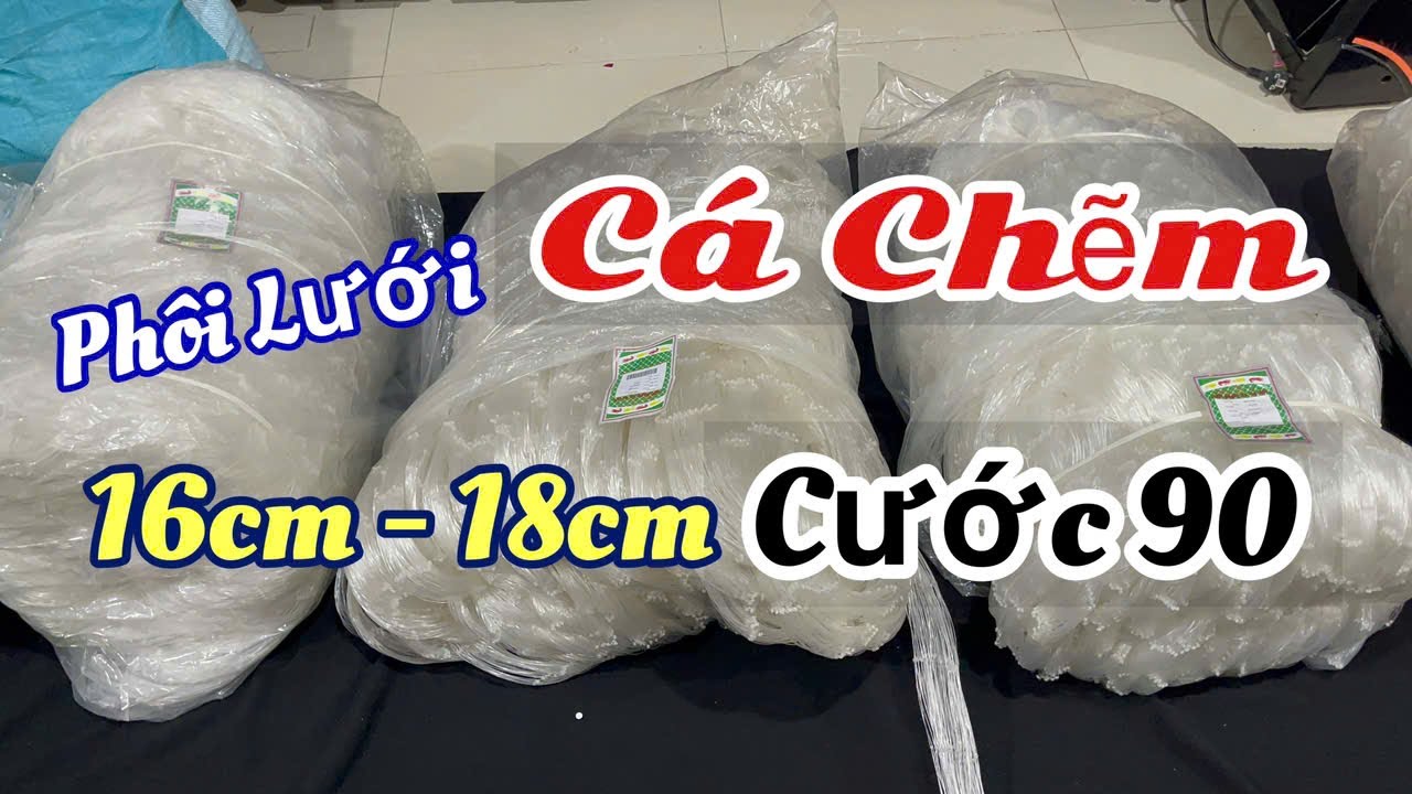 Phôi Lưới Cá Chẽm, Cá Tra , Cá Hô…| 16cm và 18cm Cước 90 . Cao 45 Mắt - Chingfa Mặt Ngang - 2 Nút