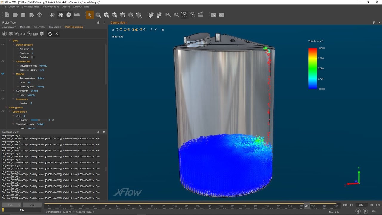 SIMULIA XFlow - Simulación de llenado de un tanque