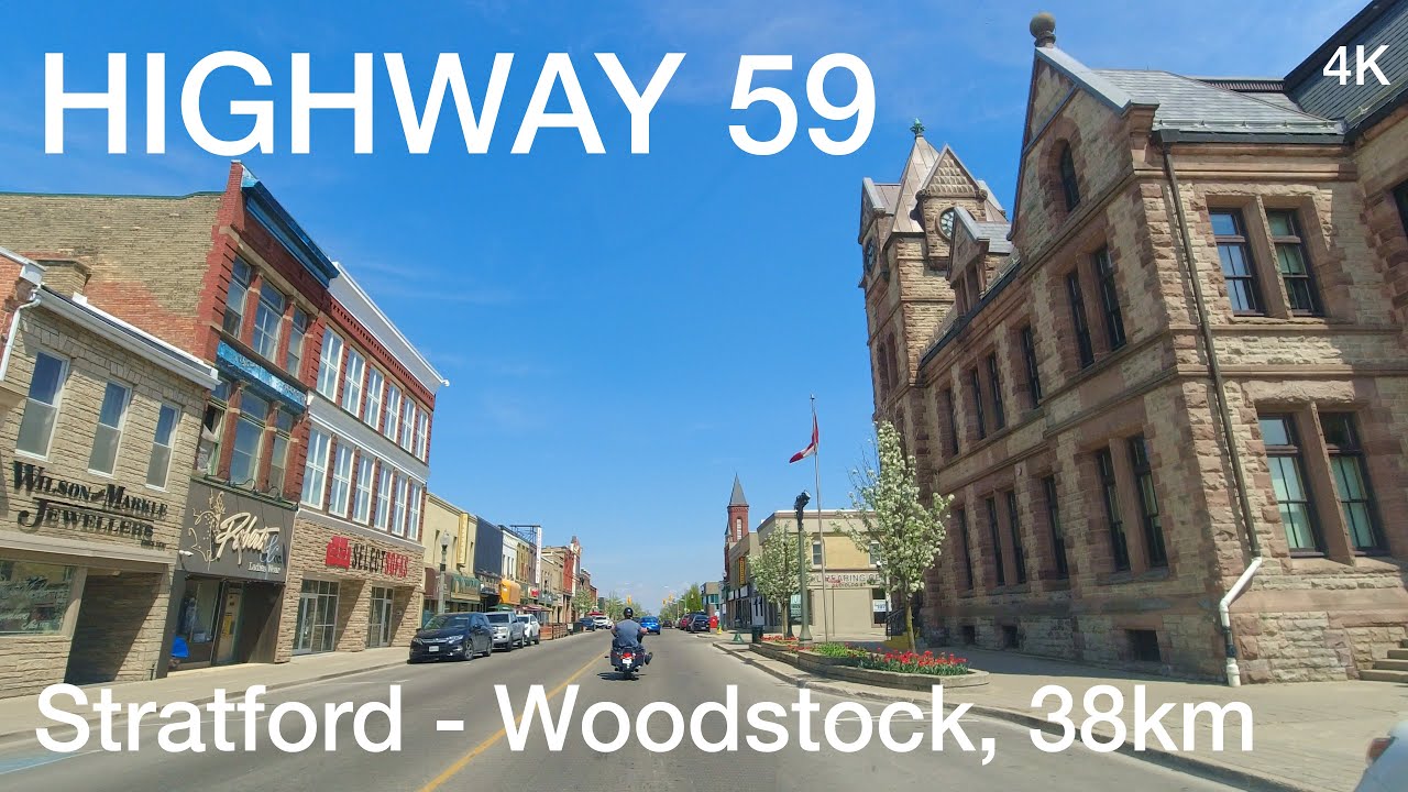 Highway 59 from Stratford to Woodstock Ontario with Navigation, 38km