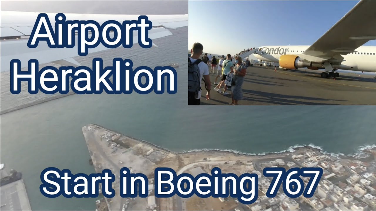 Airport Heraklion: Start in Boeing 767-300 von Condor - 08-2021, Kreta/Crete