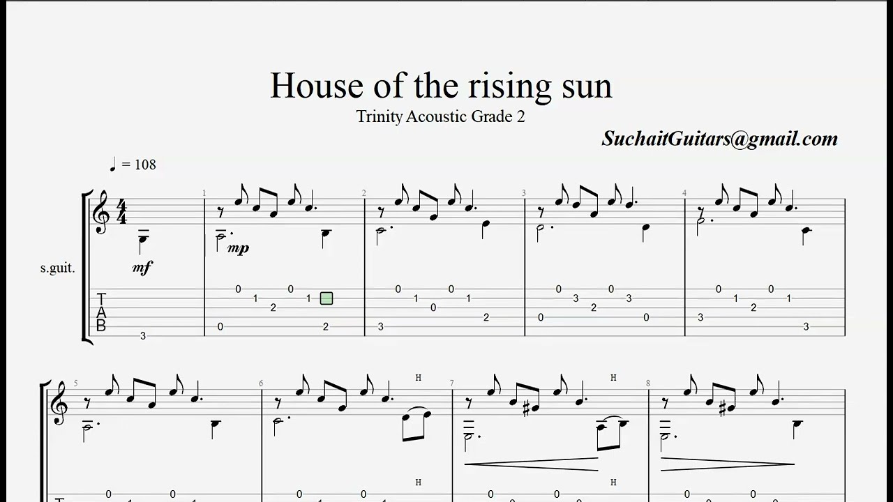 House of the rising sun - Trinity Acoustic Grade 2 guitar lesson