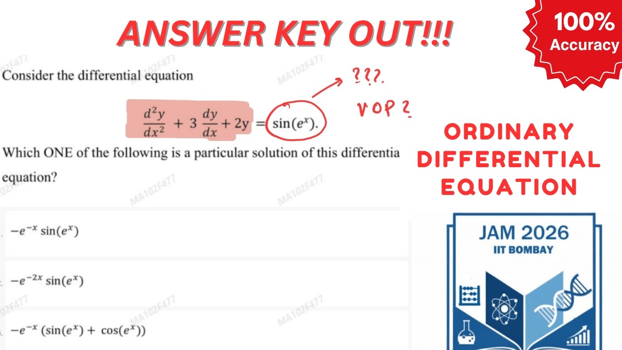 IIT JAM 2026 Mathematics Answer Key ODE | All Questions Solved | Based on Response Key