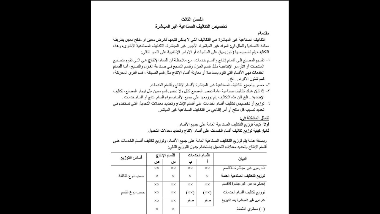 تخصيص تكاليف اقسام الخدمات المساندة