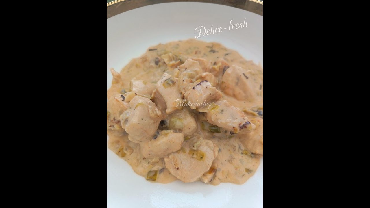 Poulet à la crème aux poireaux