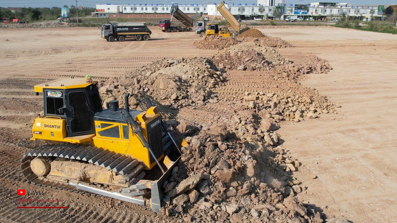 Extreme Pushing Land With Big Bulldozer Heavy Equipment Operator
