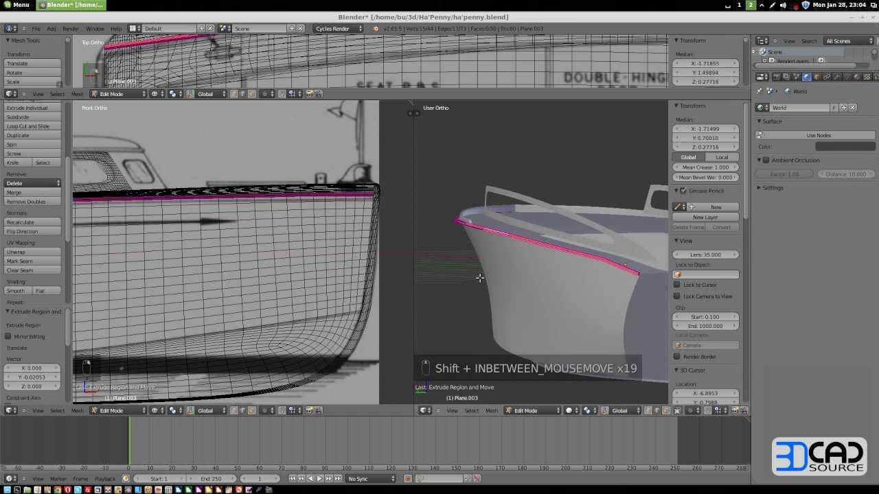 How to model a motor boat in Blender 2.6 part04
