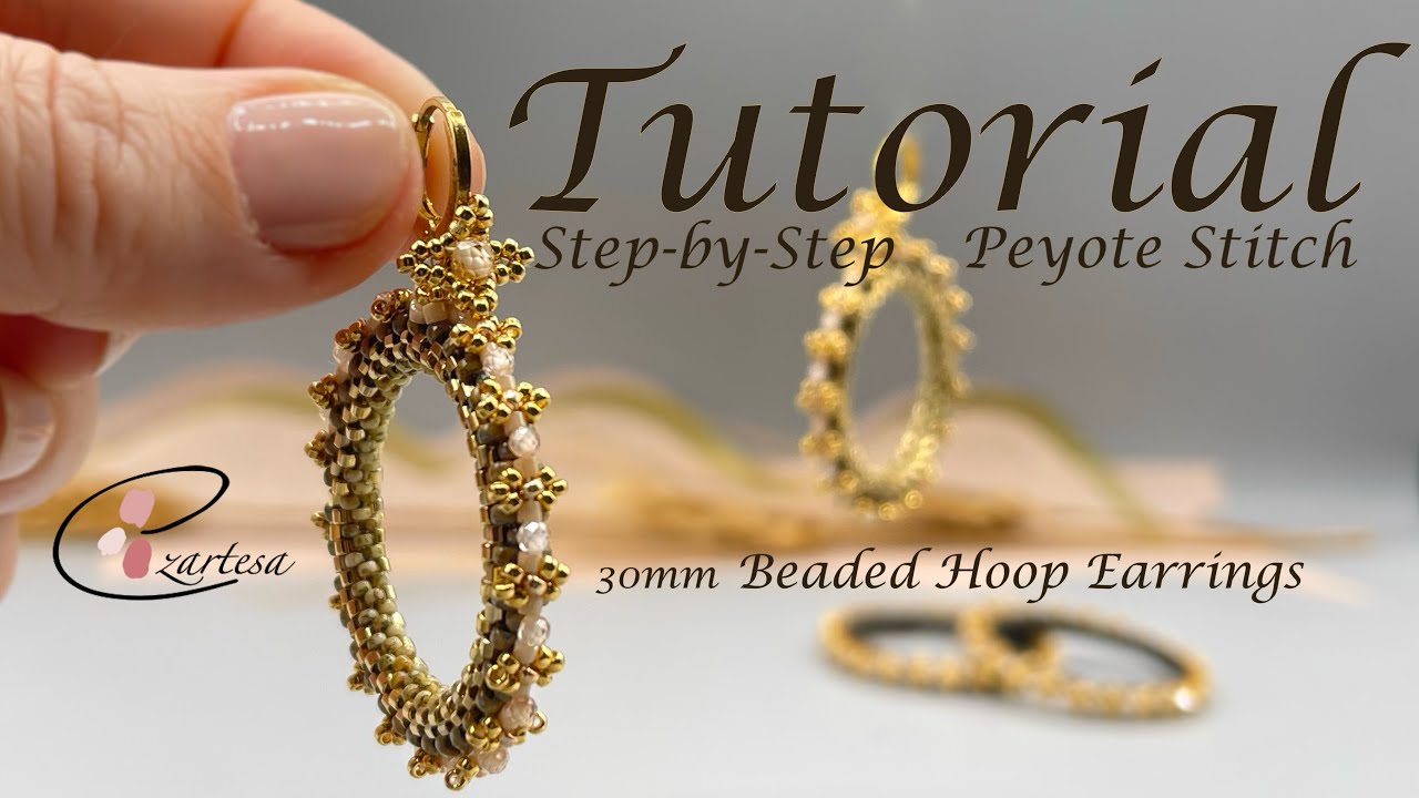 Step-by-Step Beaded Hoop Earrings Tutorial: Peyote Stitch Patterns #handmadejewelry #diy