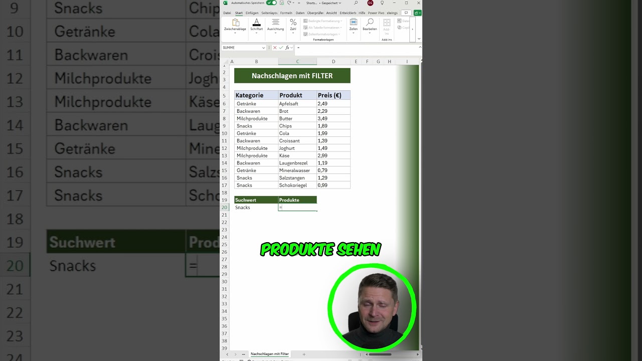 Mehrere Werte nachschlagen mit der FILTER-Funktion in Excel!