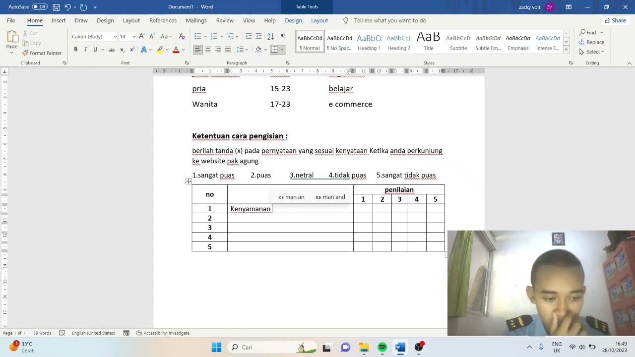 TUTORIAL MEMBUAT TABEL KUESIONER DENGAN MENGGUNAKAN CHECKBOX SECARA SEDERHANA MICROSOFT WORD