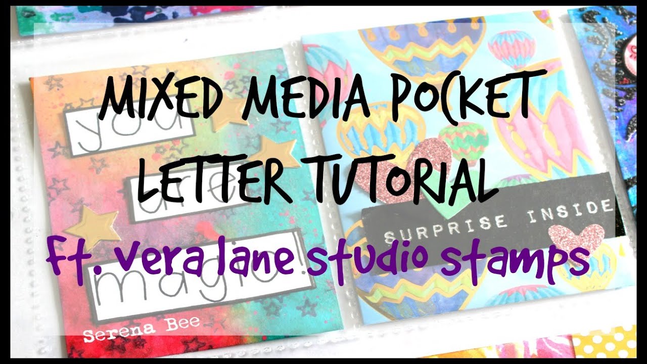 Mixed Media Pocket Letter Tutorial Start to Finish Ft. Vera Lane Studio Stamps! | Serena Bee