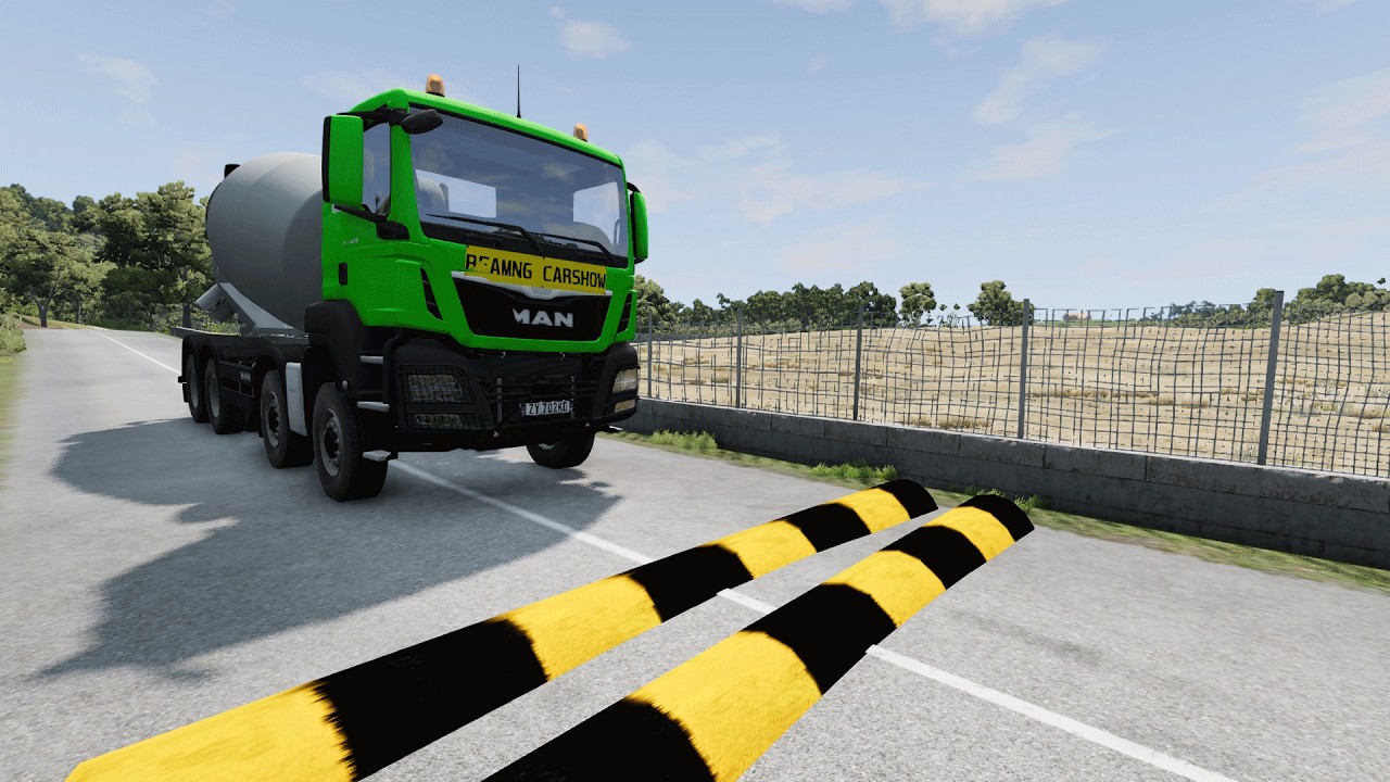 Trucks Cars Vs Massive Speed Bumps – Cars Vs Upside Down Speed Bump - BeamNG Drive