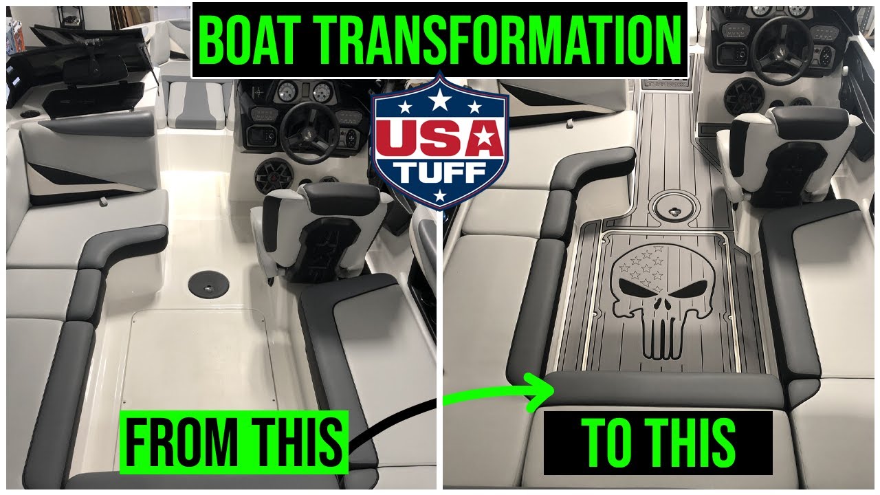 2019 AXIS T22 / SeaDek Boat Decking Installation / Patriotic Design by USATuff