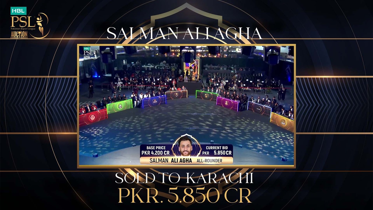 Several twists and turns on the bidding before Salman Ali Agha was bought by Karachi Kings MX1U