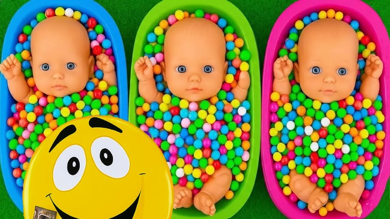 4 Minutes Satisfying with Full of 3 Rainbow BathTubs Candy with M&M's & Magic Slime Cutting Video 8