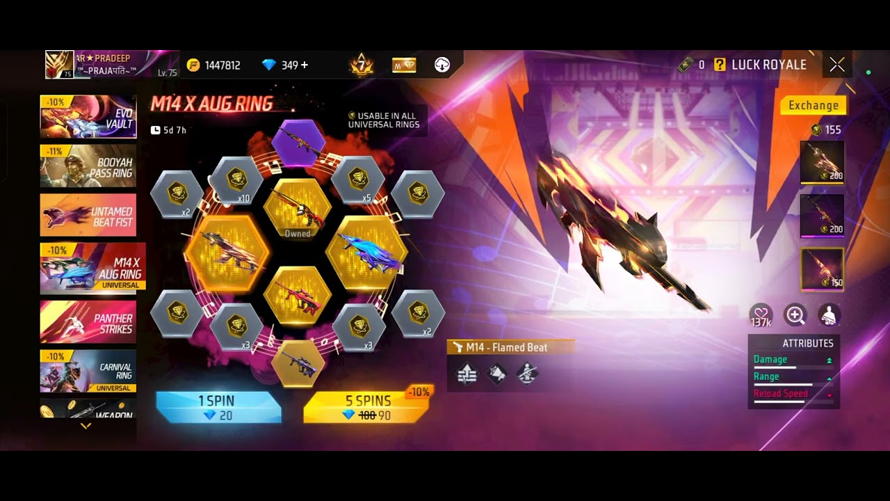 New legendary gun screen free fire new ring event
