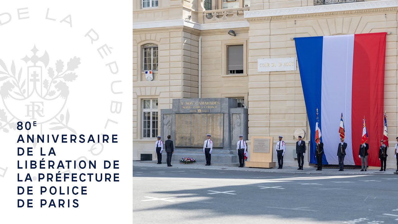 Cérémonie du 80ème anniversaire de la libération de la préfecture de police de Paris.